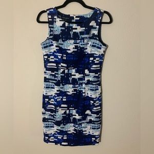 Blue and white Mario Serrani formal dress